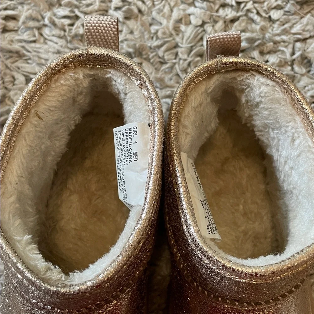 Sonoma Goods for Life “Kazz” Gold Glitter Ankle Boots, Size 1